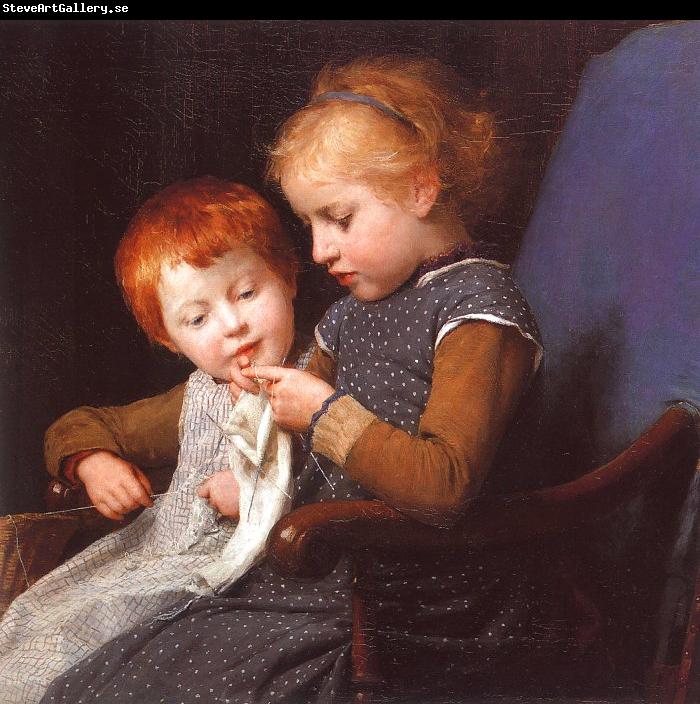 Albert Anker The Little Knitters